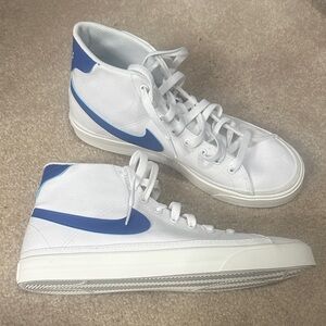Nike Blazer Mid ‘77 Women’s White with Blue Swoosh sneakers